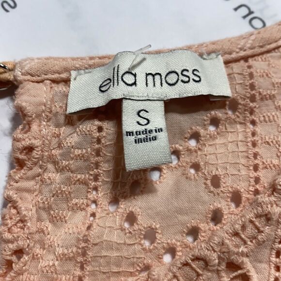 Ella Moss Pink Brianne Eyelet Xxl Peach‎ Short Sleeve Ruffle Blouse S Coquette - Picture 9 of 11